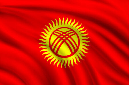 Flag of Kyrgyzstan. Vector illustration.